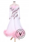 Sakura Pink Feather Luxury Ballroom Competition Dancing Dress