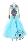 BabyBlue Smooth Waltz Tango Quickstep Women Competition Ballroom Dance Dress