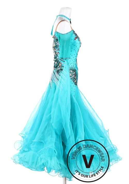 Water Elemental Smooth Waltz Tango Quickstep Ballroom Competition Dance Dress