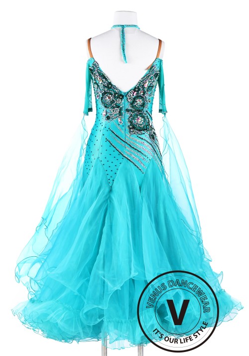 Water Elemental Smooth Waltz Tango Quickstep Ballroom Competition Dance Dress