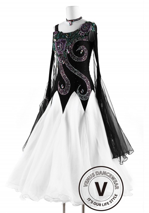B8026 women Ballroom standard Tango Waltz Quickstep Dress UK12 US 10 white