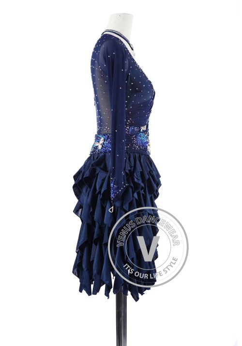 Navy Blue Latin Rhythm Chacha Salsa Competition Dancing Dress