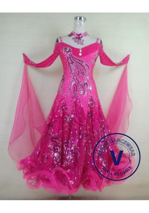 Pink Elegant Women Ballroom Tango Waltz Salsa Standard Ballroom Competition Dress