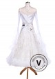 White Sequin Embroidered Ballroom Competition Dance Dress