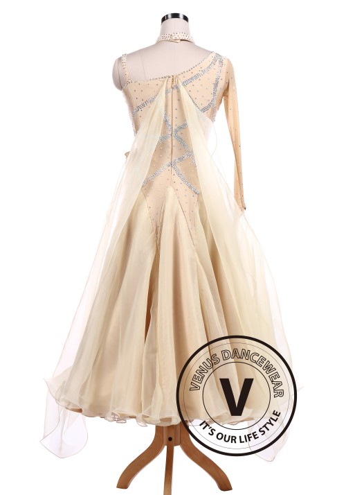 Apricot Luxury Ballroom Waltz Competition Dance Dress