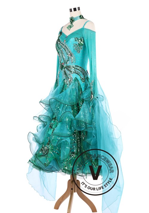 Emerald Ballroom Tango Waltz Competition Dancing Dress