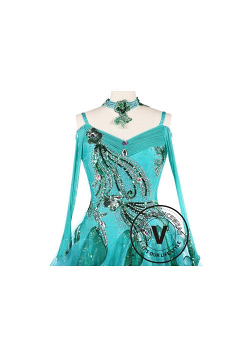 Emerald Ballroom Tango Waltz Competition Dancing Dress