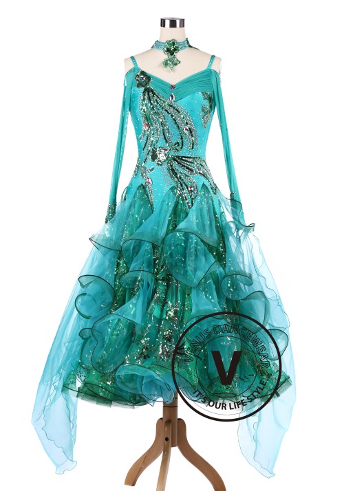 Emerald Ballroom Tango Waltz Competition Dancing Dress