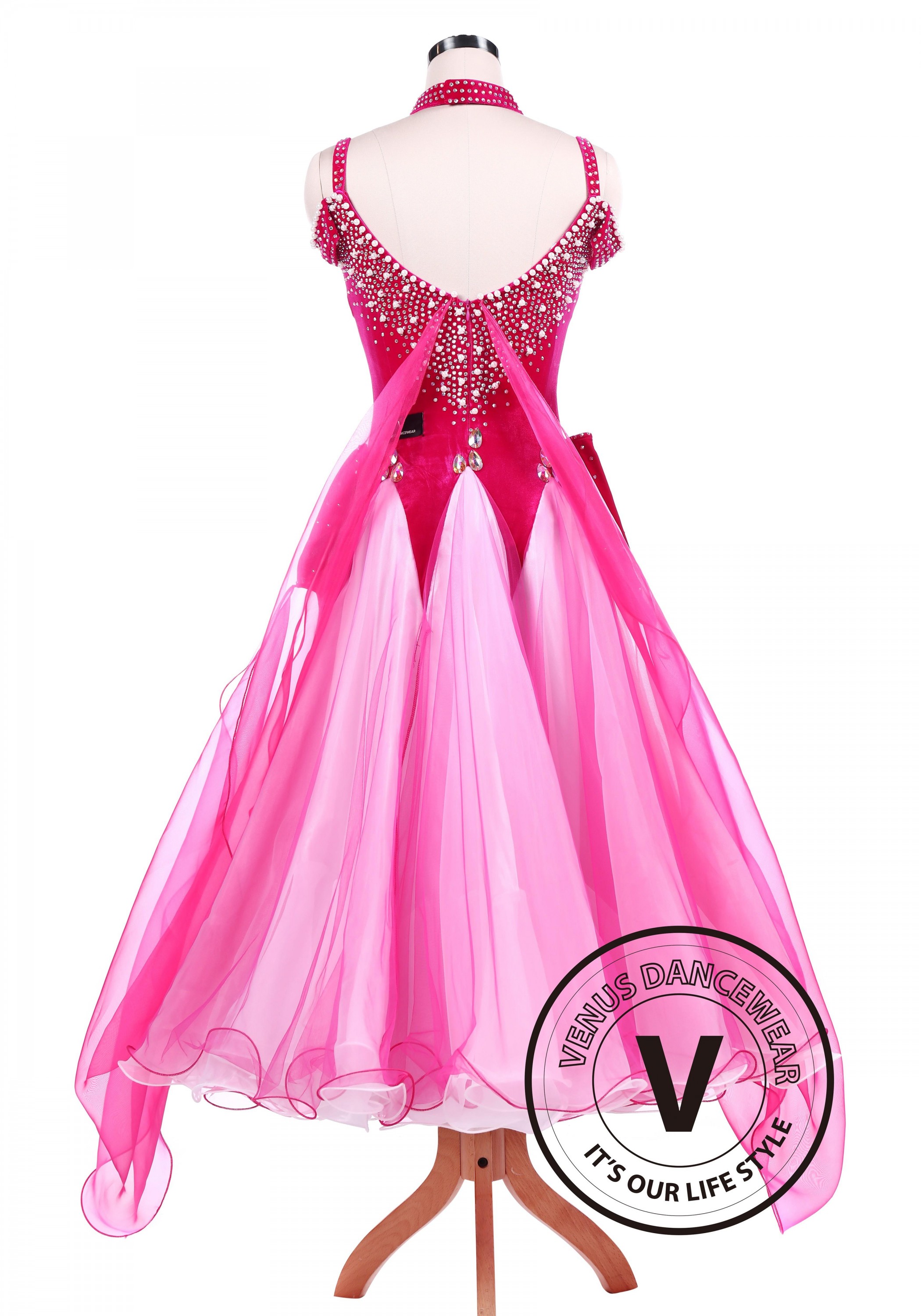 Hot Pink Ballroom Standard Competition Dance Dress - Venus Dancewear ...