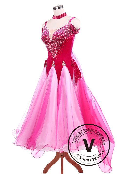 Hot Pink Ballroom Standard Competition Dance Dress