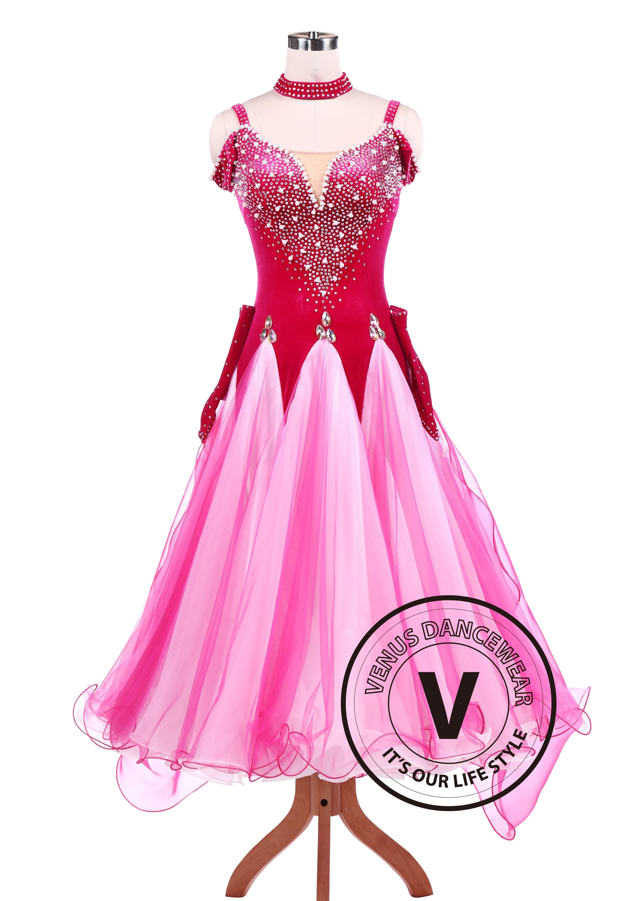 Hot Pink Ballroom Standard Competition Dance Dress