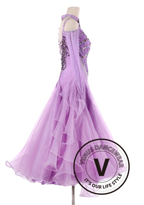 Lavender Luxury Ballroom Waltz Competition Dance Dress