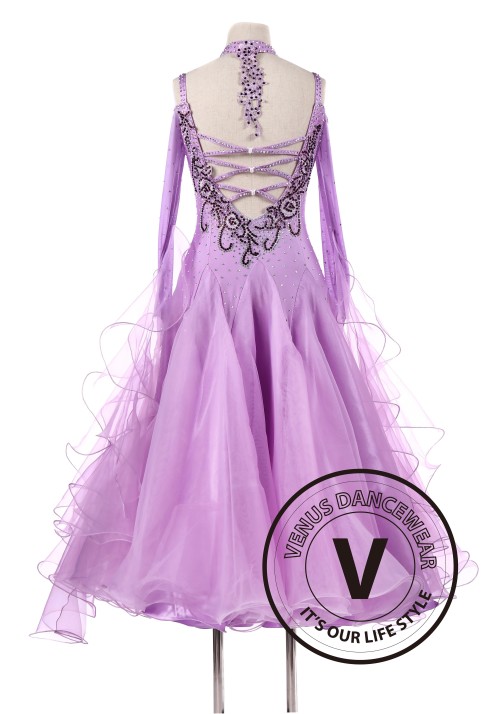 Lavender Luxury Ballroom Waltz Competition Dance Dress