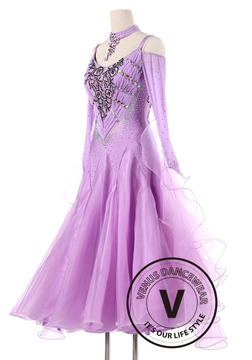 Lavender Luxury Ballroom Waltz Competition Dance Dress