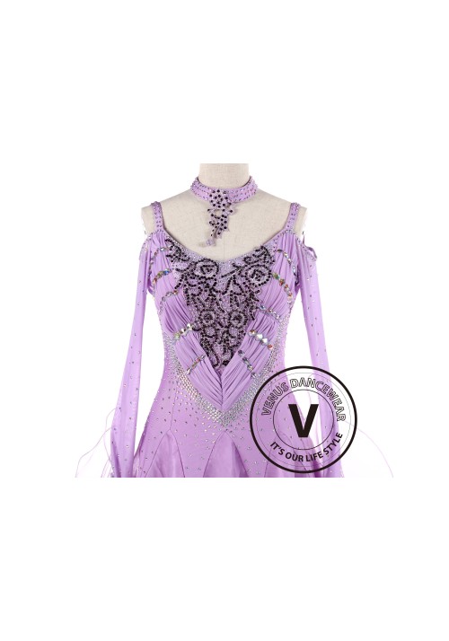 Lavender Luxury Ballroom Waltz Competition Dance Dress