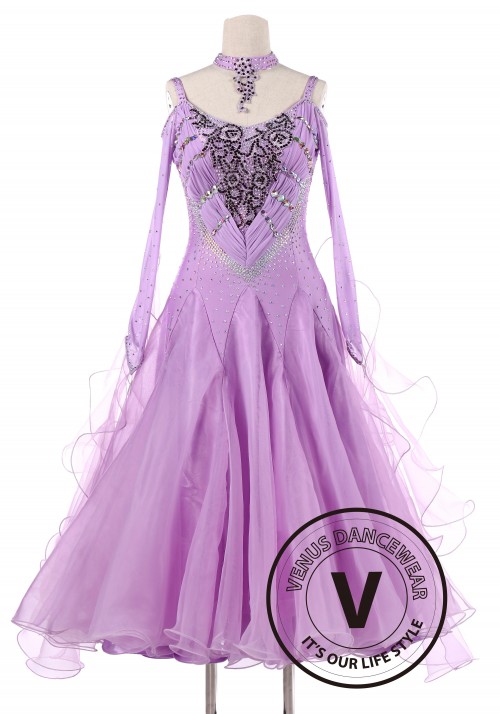 Lavender Luxury Ballroom Waltz Competition Dance Dress