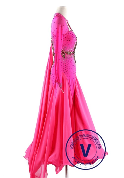 Pink Gorgeous Style Ballroom Waltz Competition Dance Dress