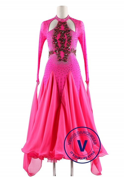 Pink Gorgeous Style Ballroom Waltz Competition Dance Dress