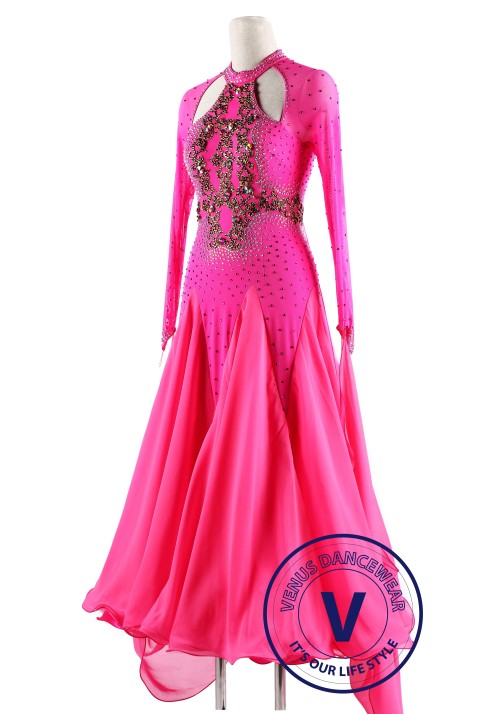 Pink Gorgeous Style Ballroom Waltz Competition Dance Dress