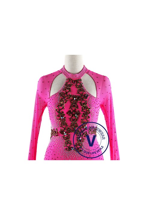 Pink Gorgeous Style Ballroom Waltz Competition Dance Dress