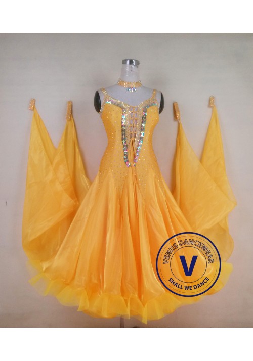 Yellow Ballroom Competition Dress Modern Waltz Tango Smooth
