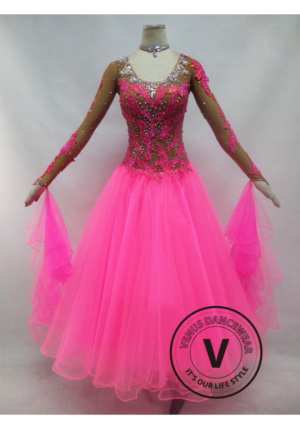 Pink Competition Ballroom Dance Dress