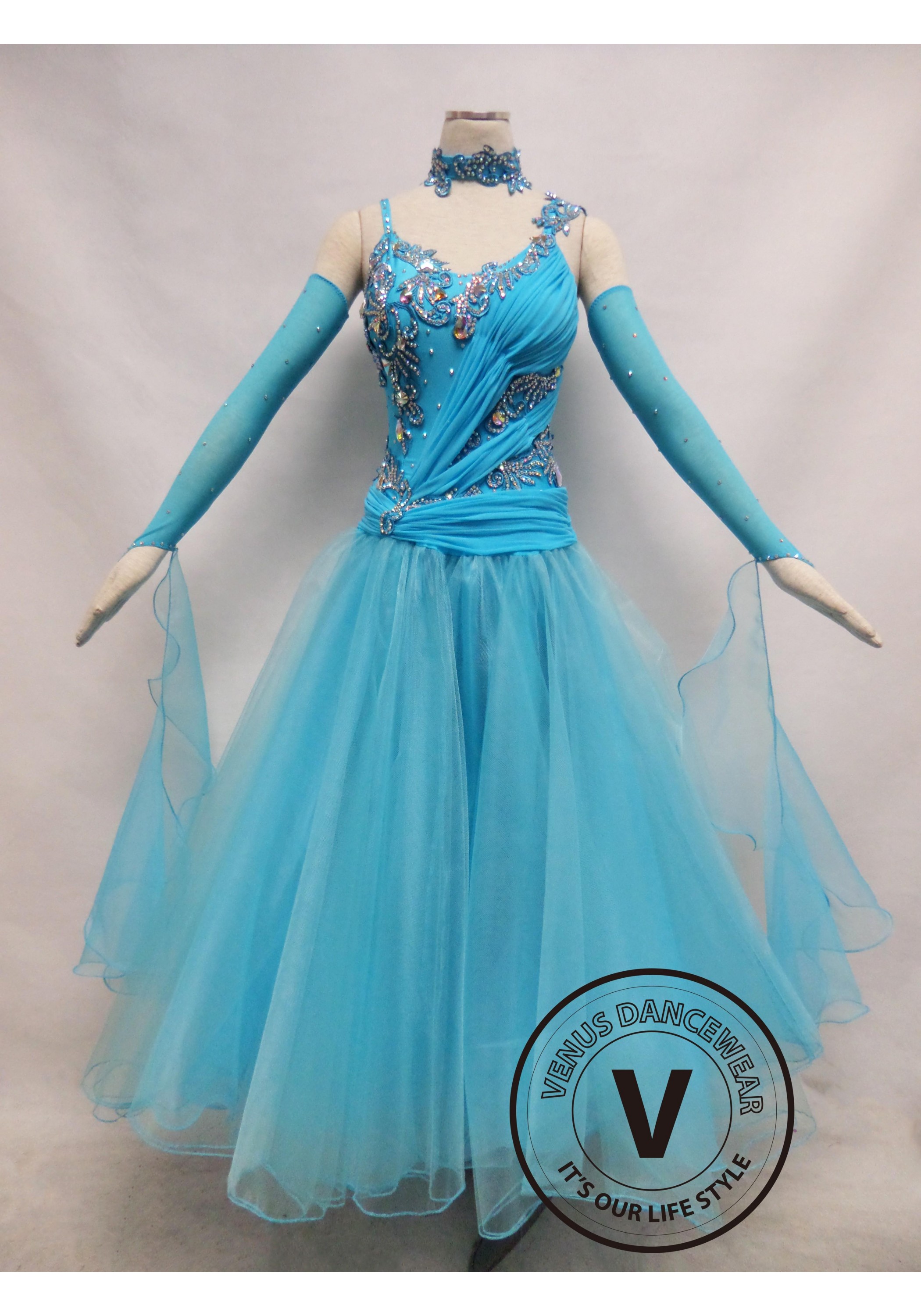 Light Blue Competition Ballroom Dance Dress