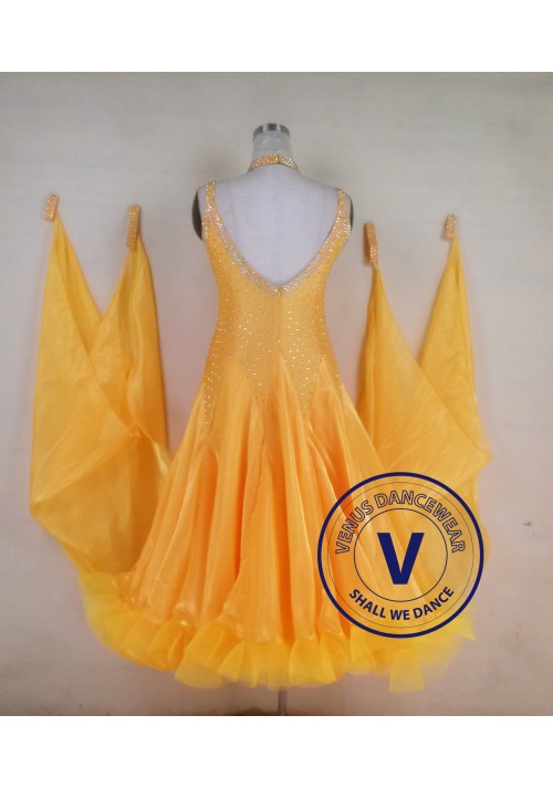 Yellow Ballroom Competition Dress Modern Waltz Tango Smooth Standard Dance