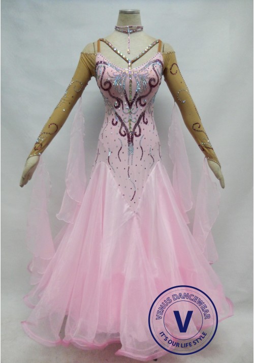 Pink Competition Ballroom Dance Dress