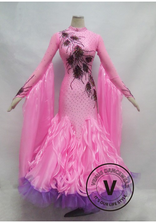 Light Pink Competition Ballroom Dance Dress