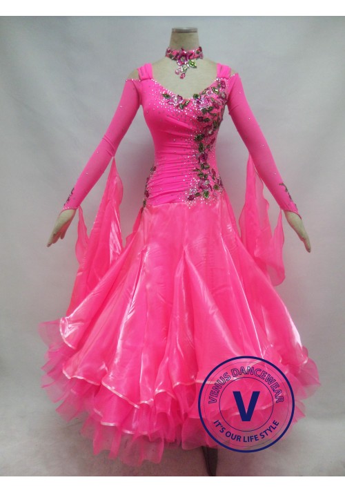 Hot Pink Competition Ballroom Dance Dress