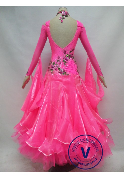 Hot Pink Competition Ballroom Dance Dress