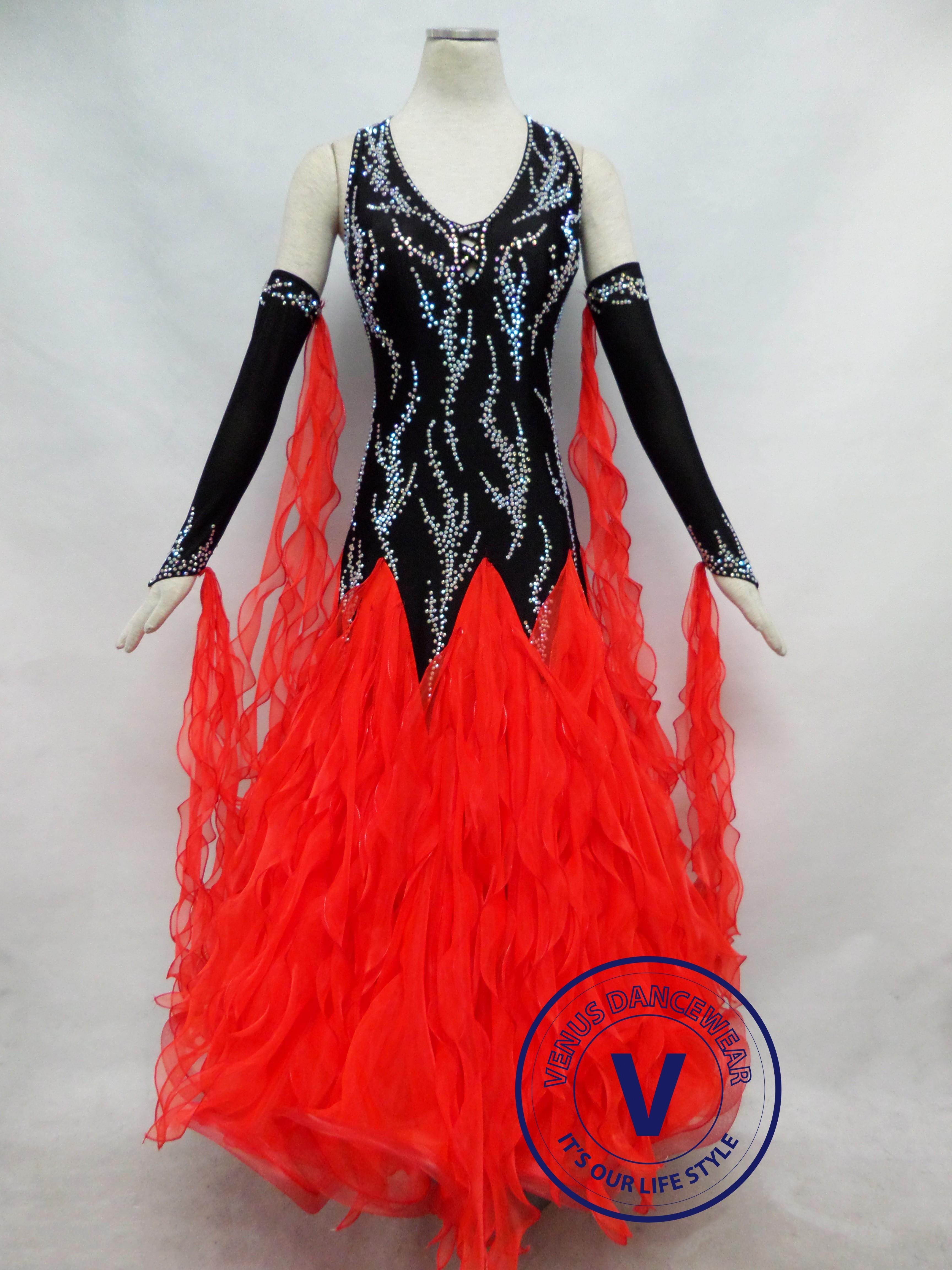 red ballroom dance dress