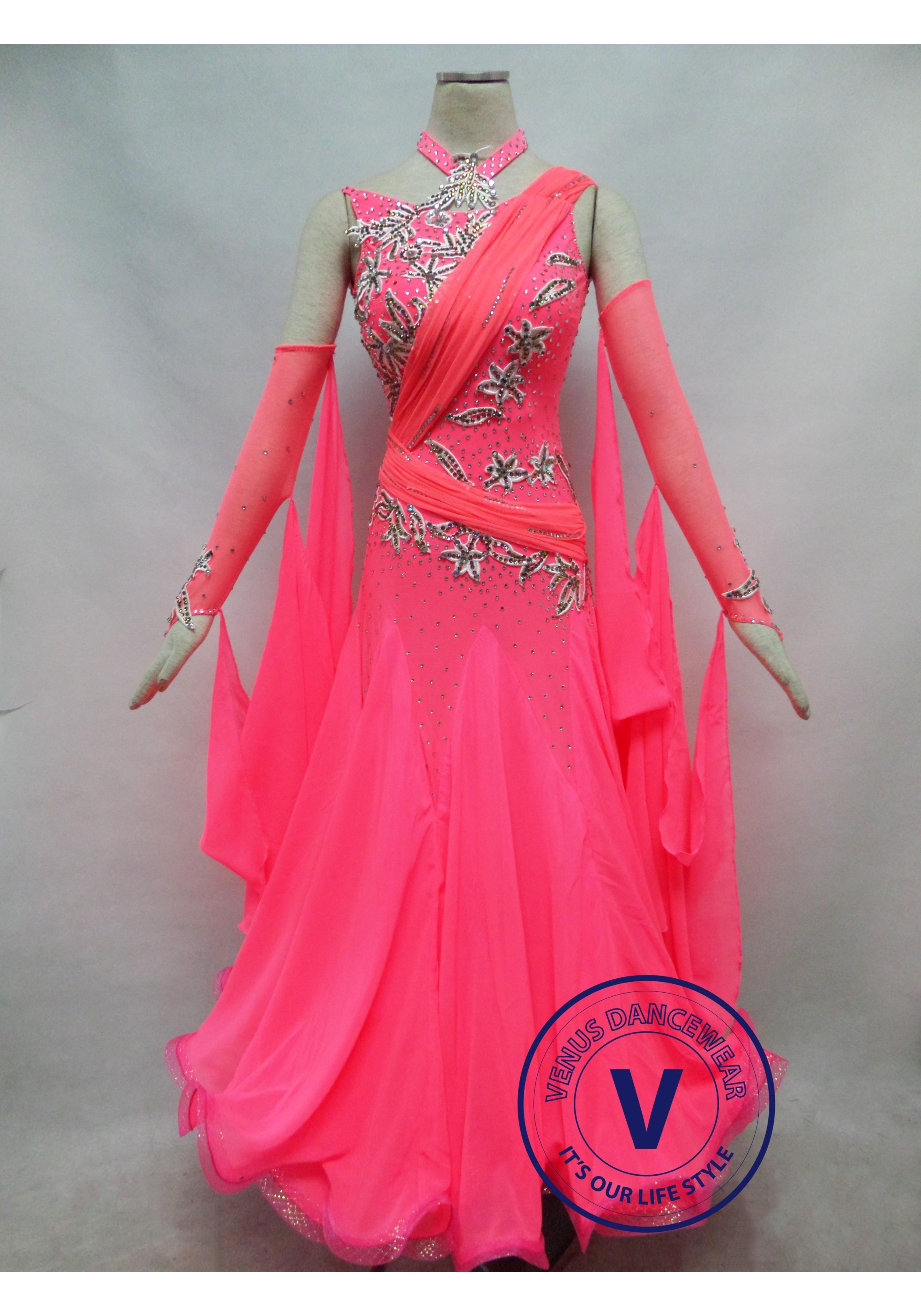 Dark Pink Competition Ballroom Dance Dress