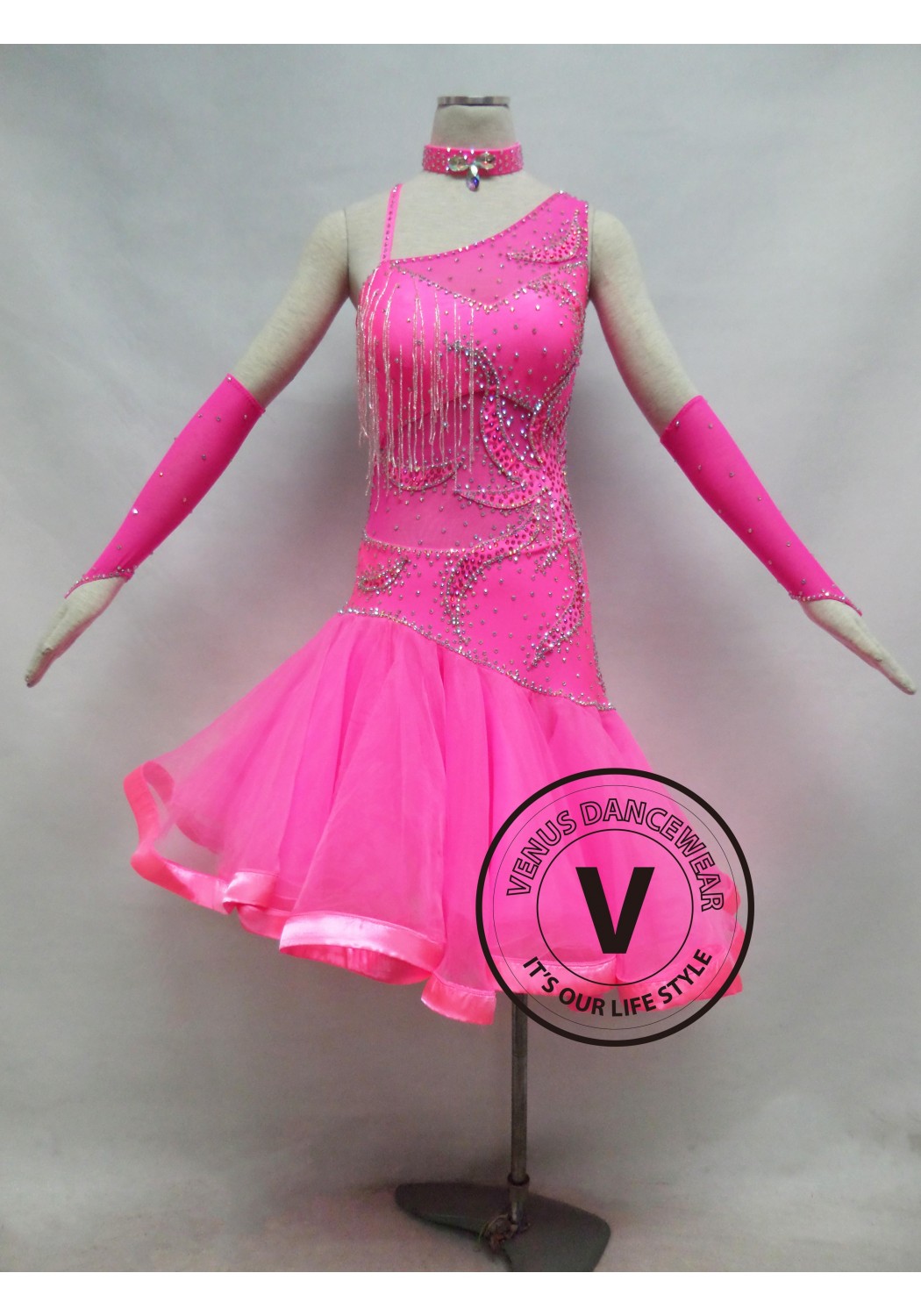 Pink Competition Latin Dancing Dress
