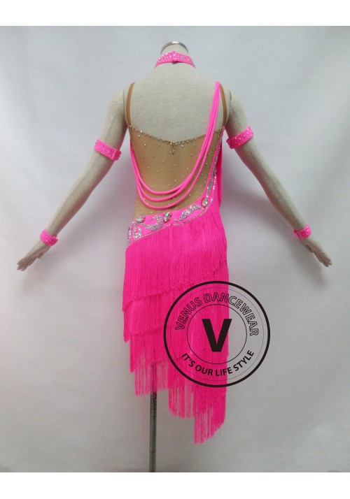 Pink Competition Latin Rhythm Dancing Dress