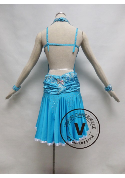 Sky Blue Competition Latin Rhythm Dancing Dress