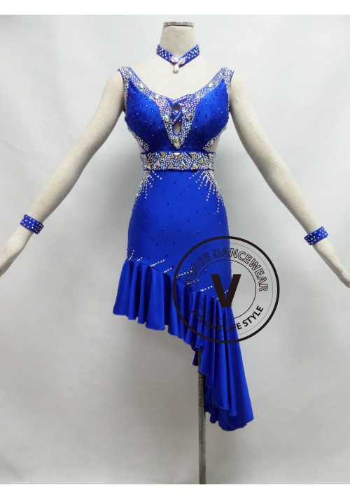 Royal Blue Competition Latin Rhythm Dancing Dress