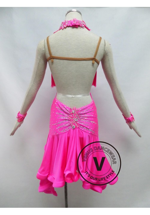 Pink Competition Latin Rhythm Dancing Dress