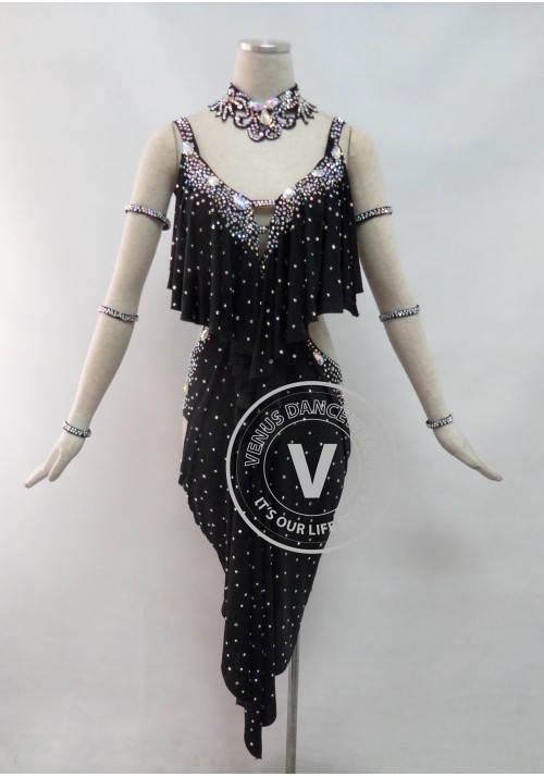 Black Latin Rhythm Competition Dancing Dress