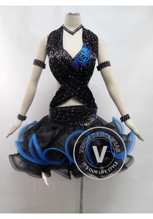 Black Competition Latin Rhythm Dancing Dress