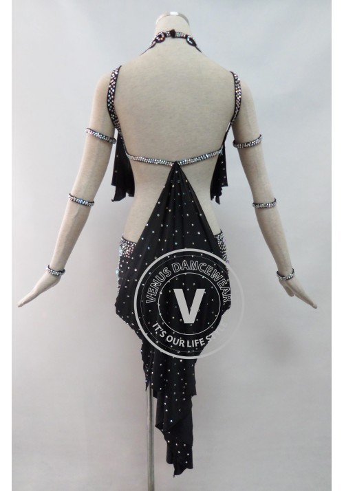 Black Latin Rhythm Competition Dancing Dress