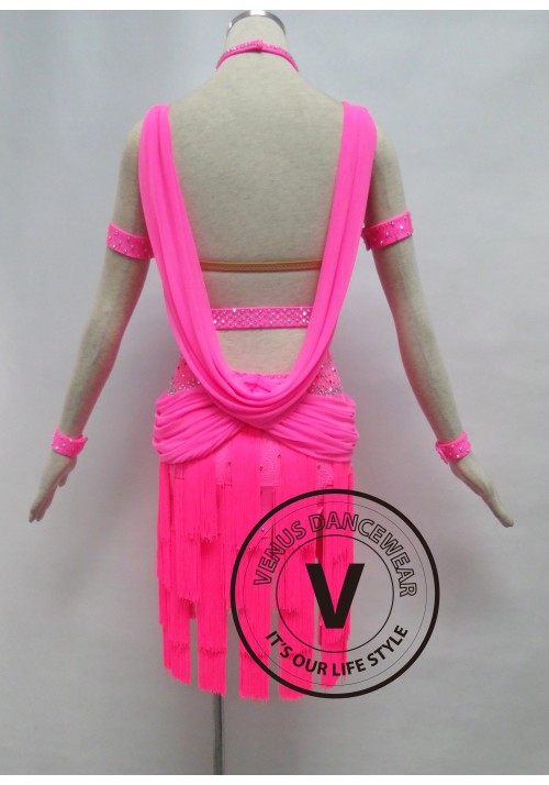 Pink Competition Latin Rhythm Dancing Dress