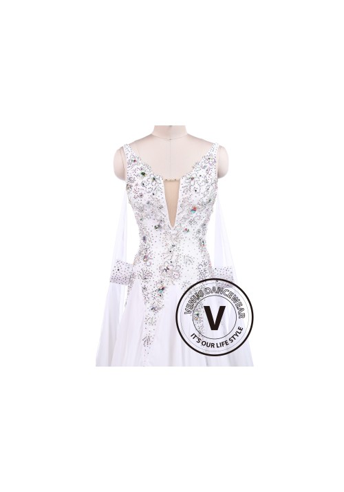 Pure White Sexy Ballroom Tango Waltz Competition Dress