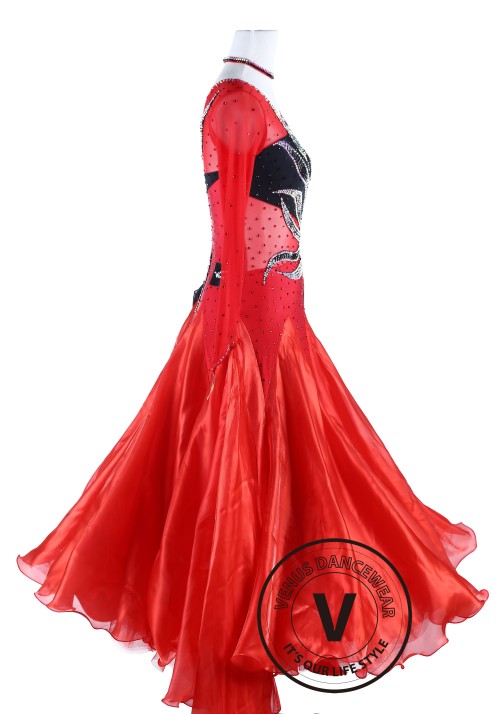 Black Fire International Standard Waltz Tango Dance Dress