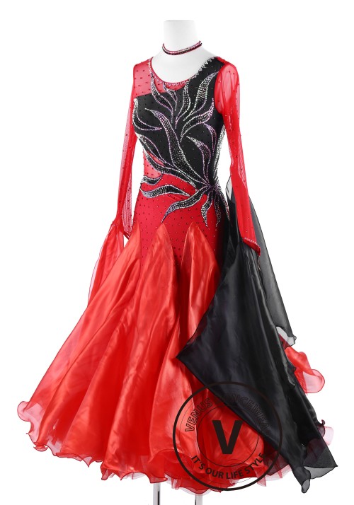 Black Fire International Standard Waltz Tango Dance Dress