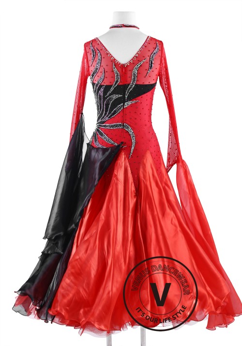 Black Fire International Standard Waltz Tango Dance Dress