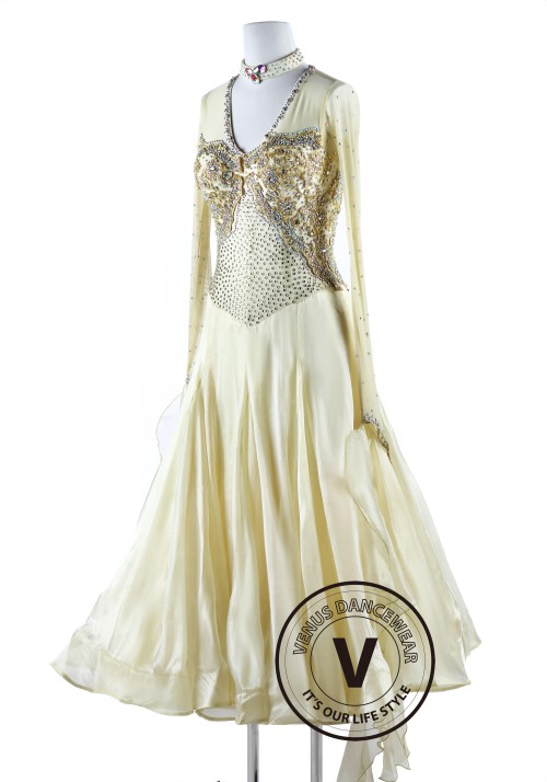 Ivory Imperial Style Standard Waltz Tango Competition Dress