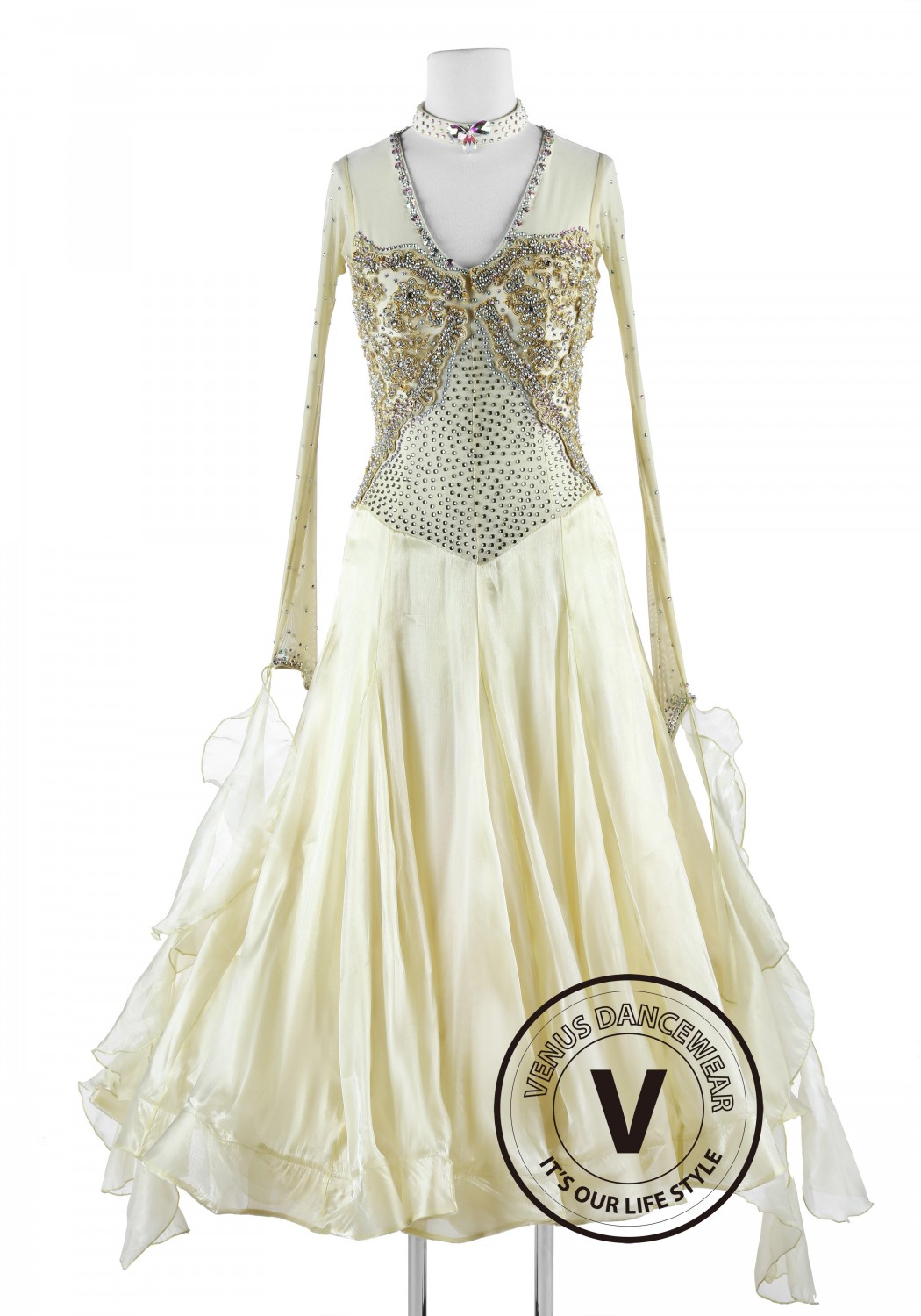 Ivory Imperial Style Standard Waltz Tango Competition Dress