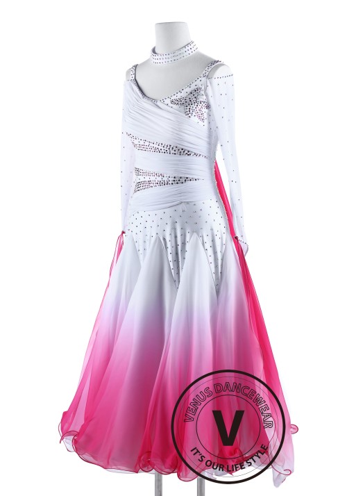 Rose Gradation Color Standard Waltz Smooth Dance Dress